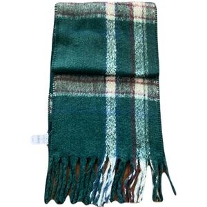 Cotton on Brushed Tassel Scarf in Celeste Check Deep Green